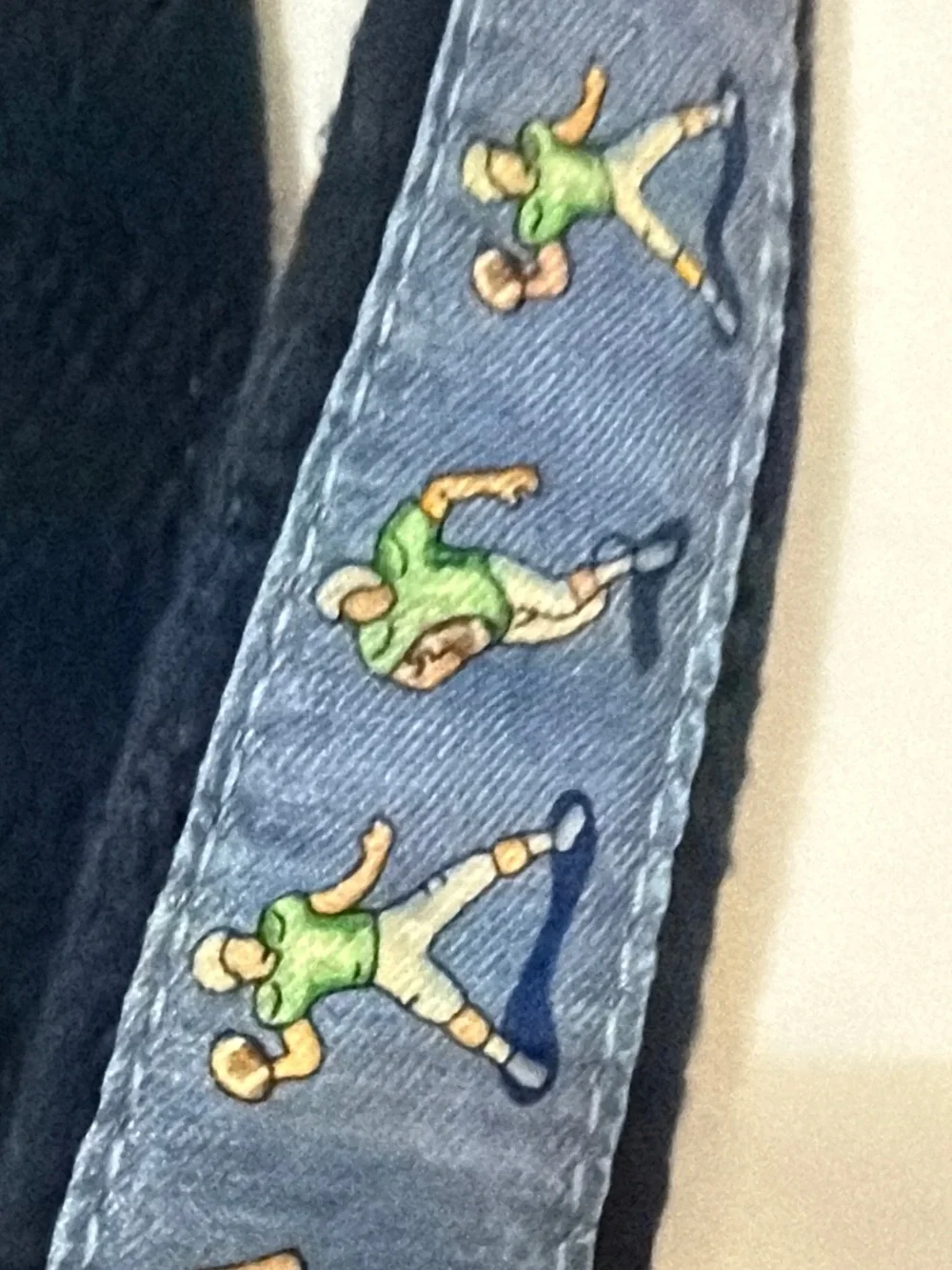 Vineyard Vines Navy Webbing Belt with Tennis Player Ribbon
